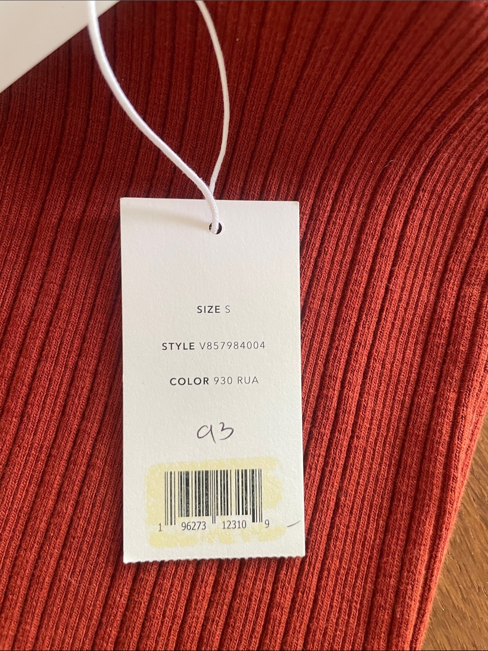 Vince Rust Ribbed Square Neck Tank Top - Picture 5 of 7
